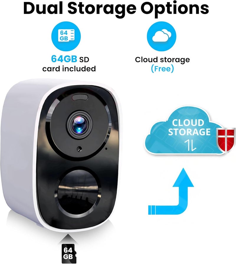 HITELLARCAM 2025 Upgraded 2K Wireless Security Camera with 64G SD Card, Free Cloud Storage, 1-6 Month Battery Life, AI Motion Detection, Spotlight, Siren Alarm, 2-Way Audio, Waterproof WiFi Surveillance Camera - Image 3